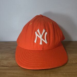 New Era New York Yankees 59FIFTY Orange Grey Cap Hat Size 7 MADE IN USA